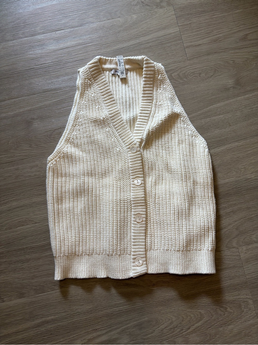 Madewell Cream Ribbed Button-Up Knit Vest